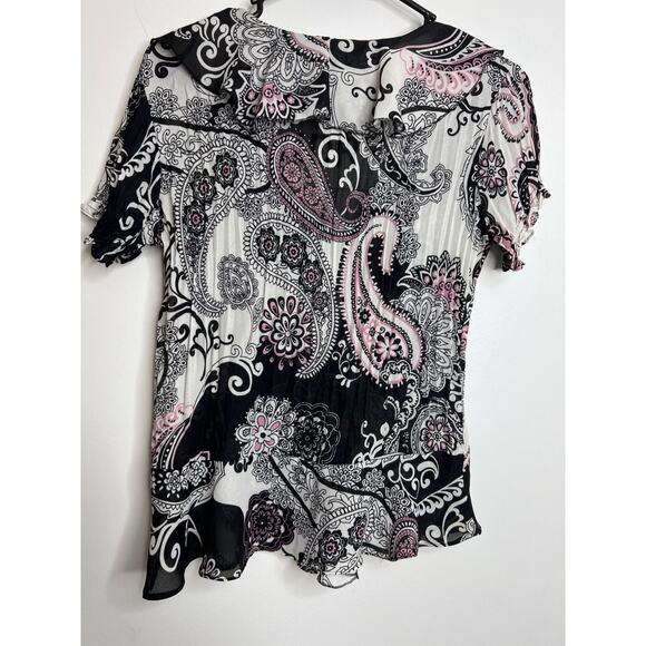 Allison Taylor Paisley Print Short Sleeve Blouse, Small - Picture 3 of 5